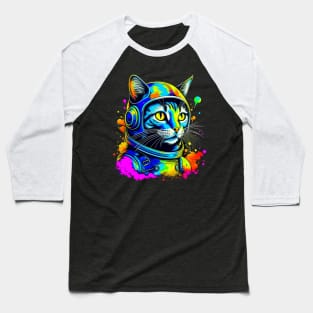 Space cat psychedelic Baseball T-Shirt